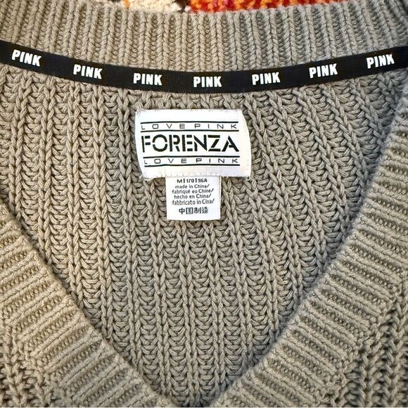 Victoria's Secret PINK x Forenza V-neck Pullover Slouchy Sweater Olive Green M - Picture 4 of 6